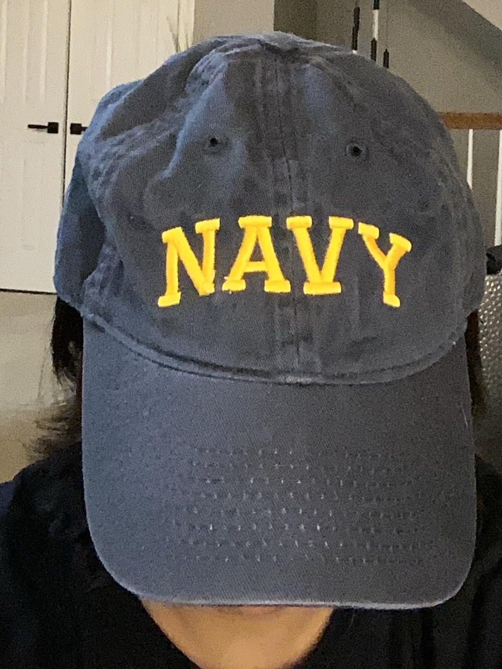 Unisex Legacy Navy Baseball Cap with Yellow Embroidered NAVY